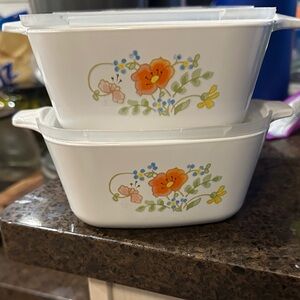 Vintage Corningware Wild Flower design Food Storage Set